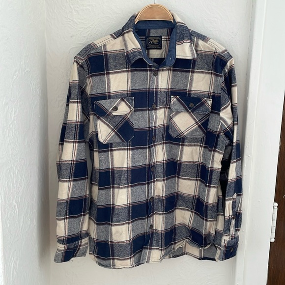 JACKS MFG. Men's Casual Button-up Flannel Shirt Size L In Blue Multi - Picture 1 of 4